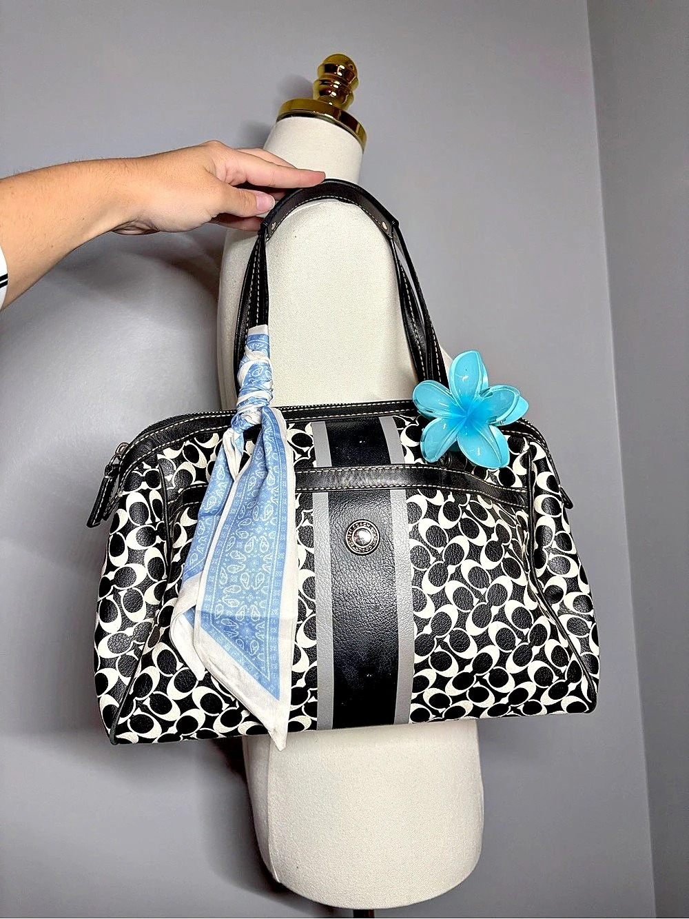 Coach Y2K Chelsea Heritage Black & White Satchel